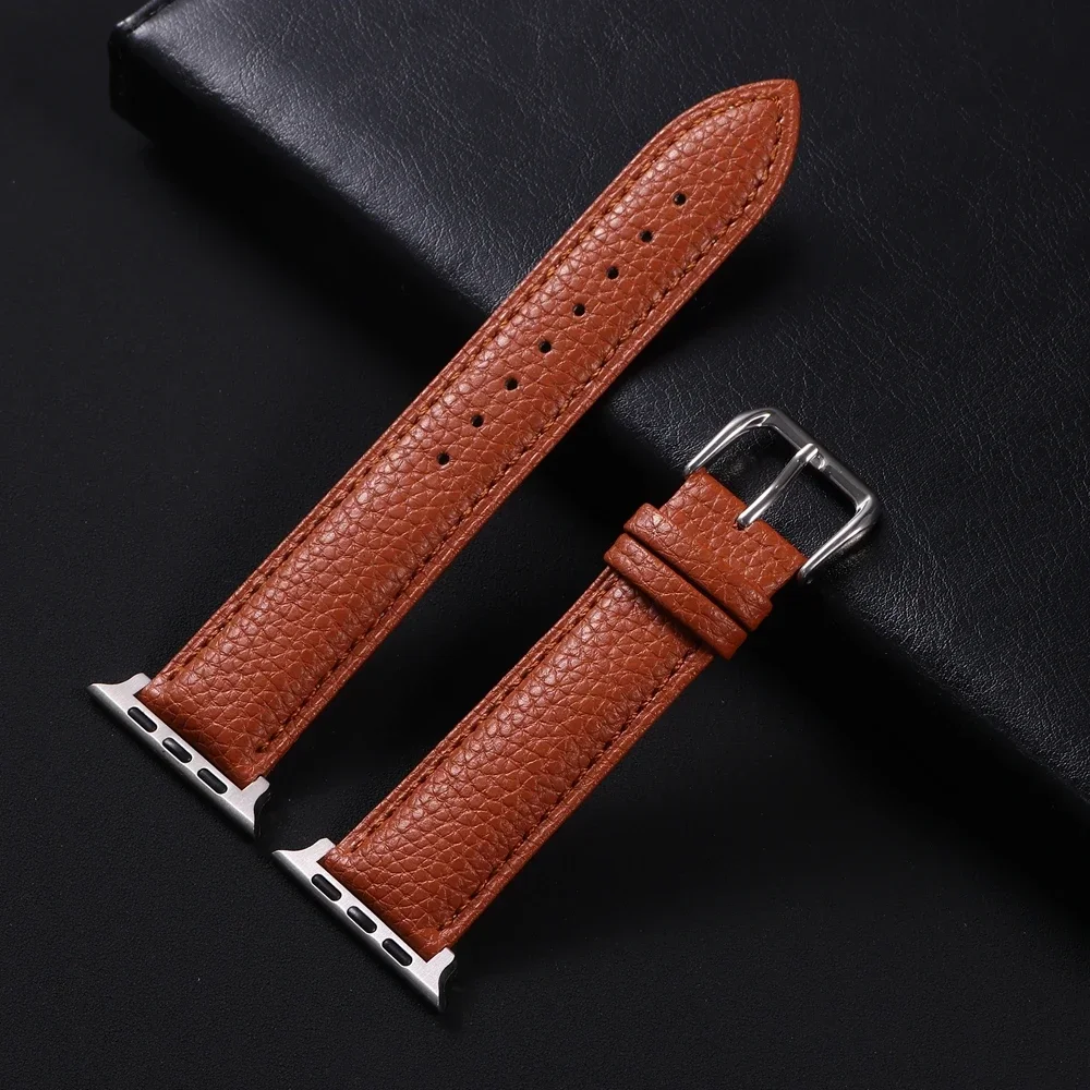 Litchi Pattern Watch Band for Apple Watch Band 44mm 44 41mm 49 42mm 38mm Bracelet for IWatch Series 9 8 7 SE 6 5 4 Ultra 1 2