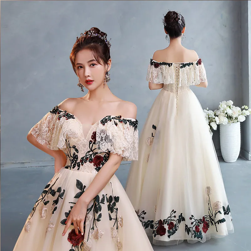 

Voice of America Solo Performance Dress, Student Vocal Art Exam Dress, Puffy Skirt, Long Style, Host Evening Dress Customization