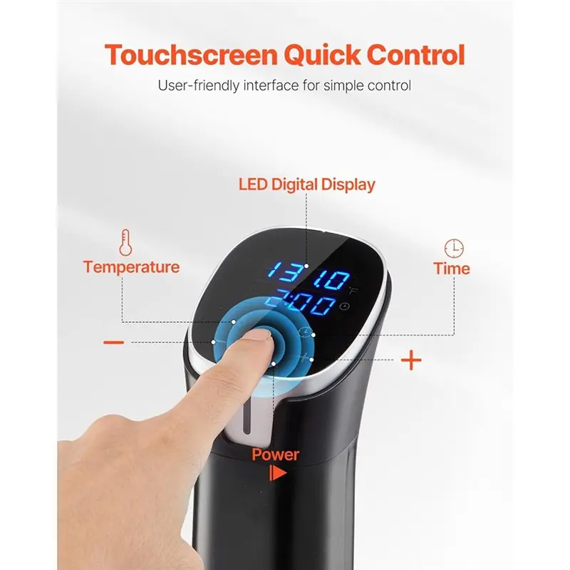 A84G-Sous-Vide Precision Cooker, 1100W WIFI Immersion Circulator With LCD Touchscreen, App-Control Cooking Machine EU Plug