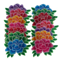 5Pcs Peony Flower Embroidery Patches for Women's Clothing Iron on Patch DIY Sewing Fabric Apparel Accessories 6 x 8cm