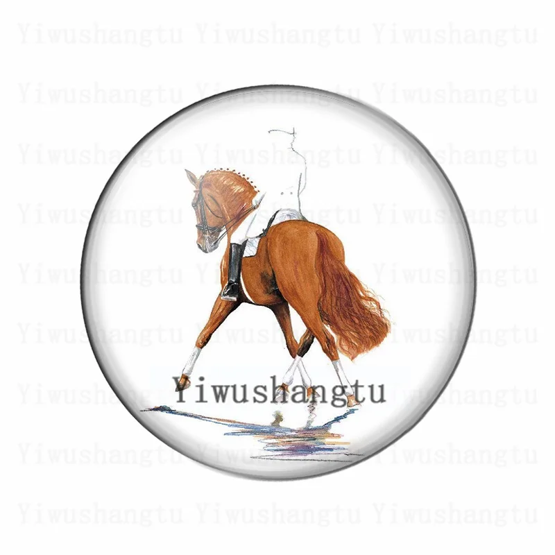 New cute horse animal head painting 12mm/20mm/25mm/30mm Round photo glass cabochon demo flat back Making findings