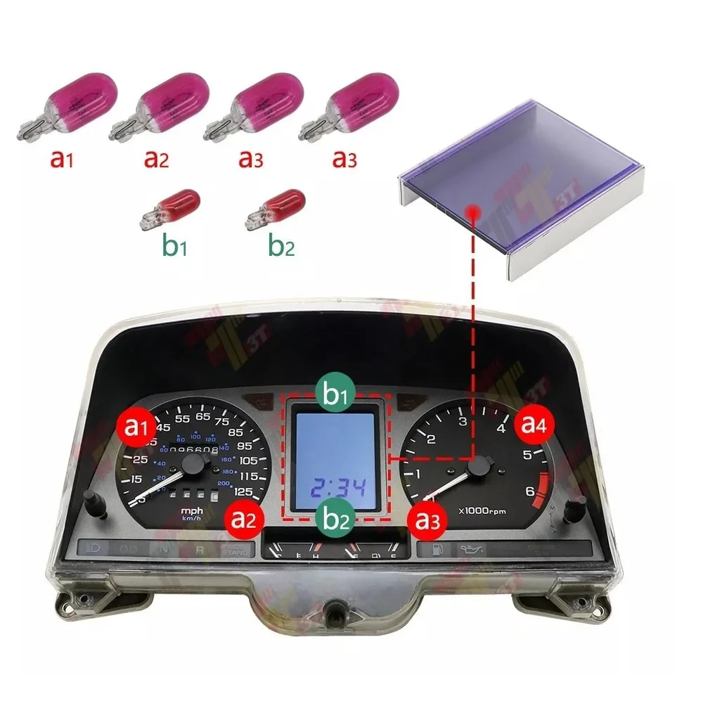 Dashboard LCD Display with Pink Bulb KIT for Honda Goldwing GL1500 Gauge Cluster 1988-2000