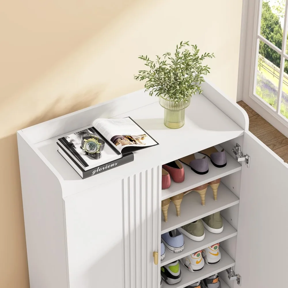 

Slim 6-Tier Shoe Cabinet – Entryway Shoe Organizer with Adjustable Shelves | Wooden Freestanding Rack for Small Spaces