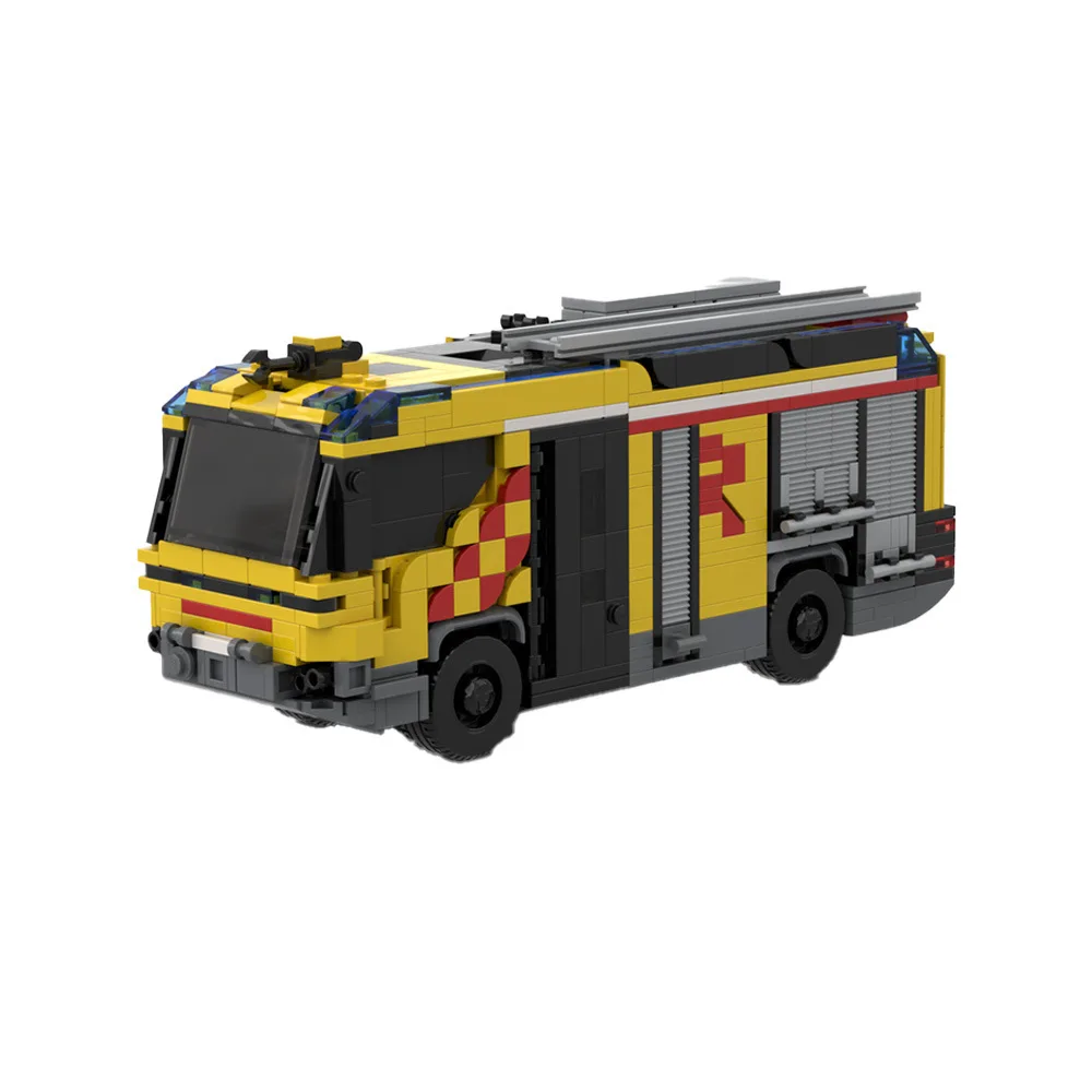 Fire Truck Engine Transport Vehicle Building Blocks MOC City Car Turntable Ladder Traffic Model Toys for Fans Birthday Gifts
