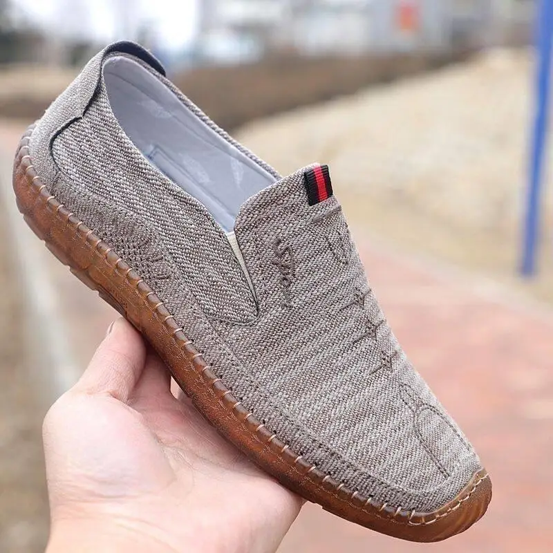Beijing Men's Breathable Canvas Shoes Lightweight Wear-resistant Comfortable Slip-on Work Shoes for Middle-aged And Elderly