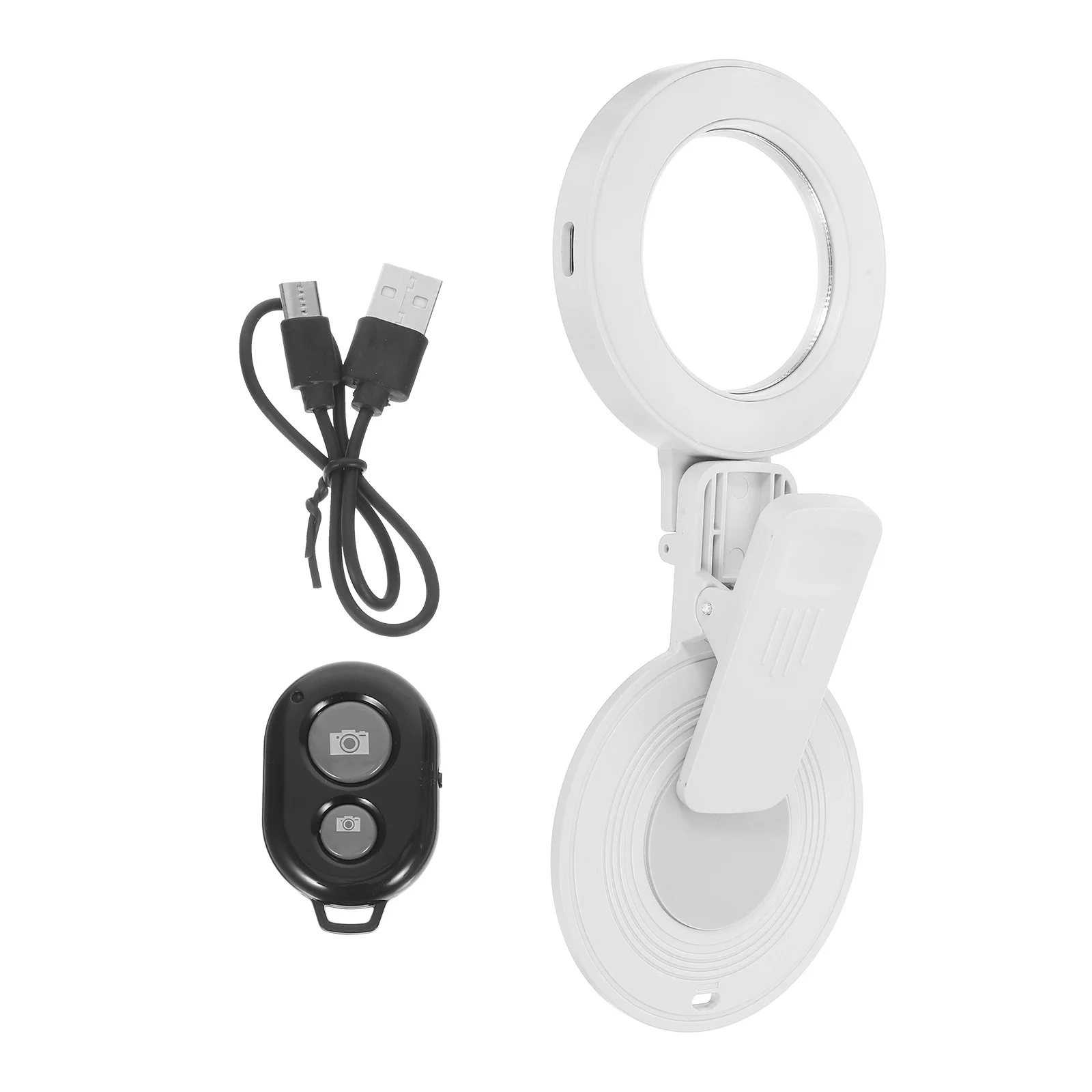 

Portable Phone Mirror with Ring Light: Rear Camera Selfie Attachment for Enhanced Lighting - Vlogging Live Streaming Smartphone