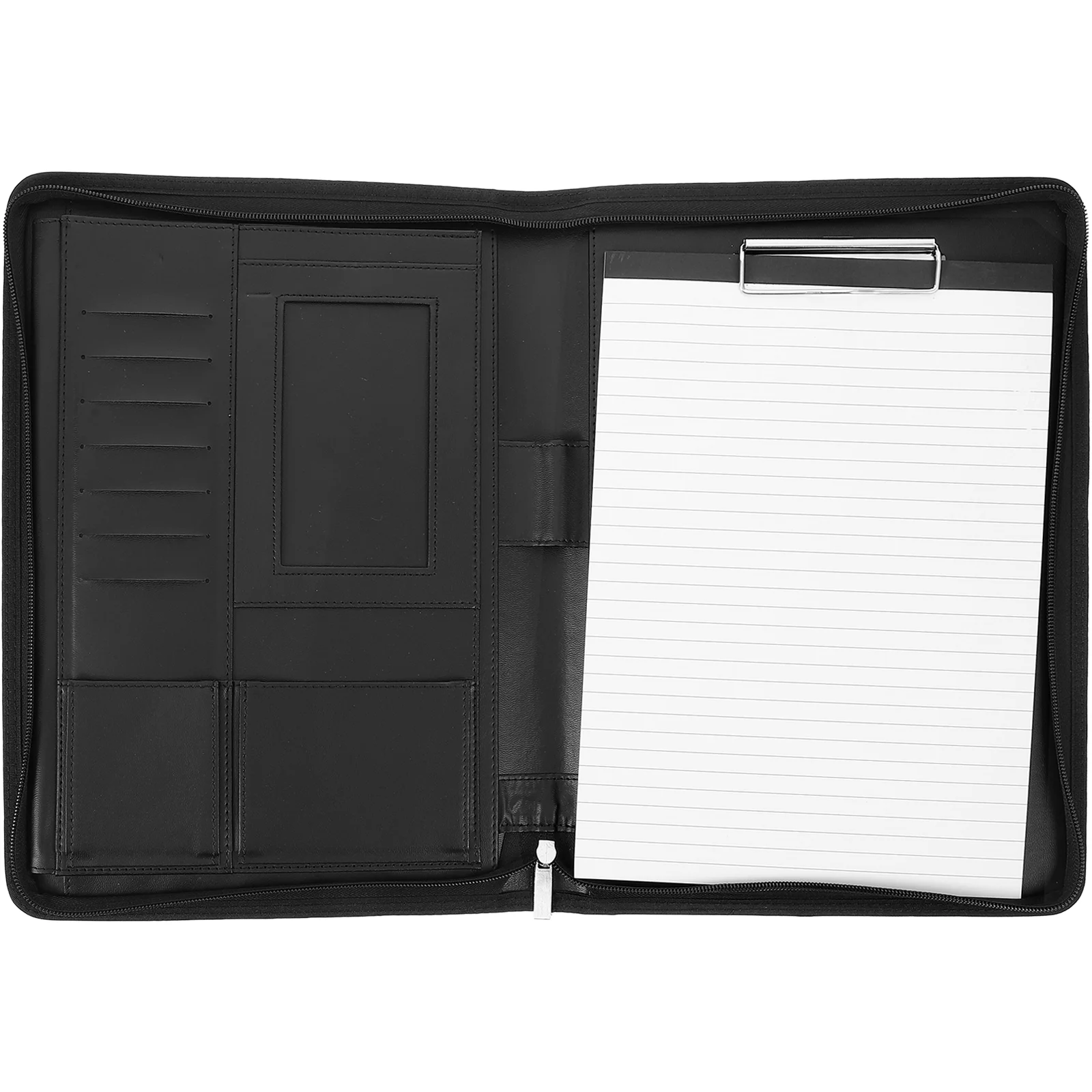 Carpeta con cremallera, carpeta con Clips, portafolio de reanudar, organizador principal para hombres de negocios, Padfolio de Metal profesional con viaje para mujeres