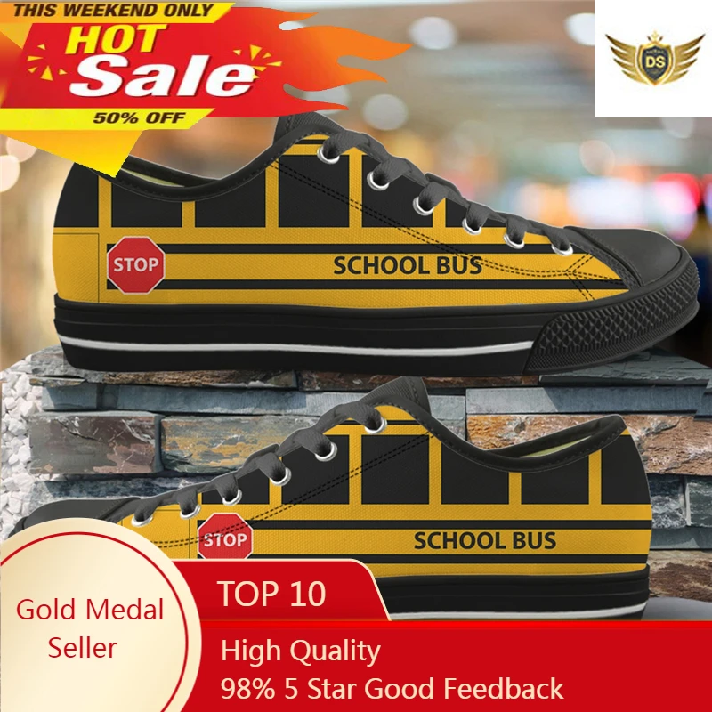 

Yellow School Bus Printed Ladies Shoes Casual Canvas Footwear For Female Low Top Sneakers For Women Vulcanized Girl