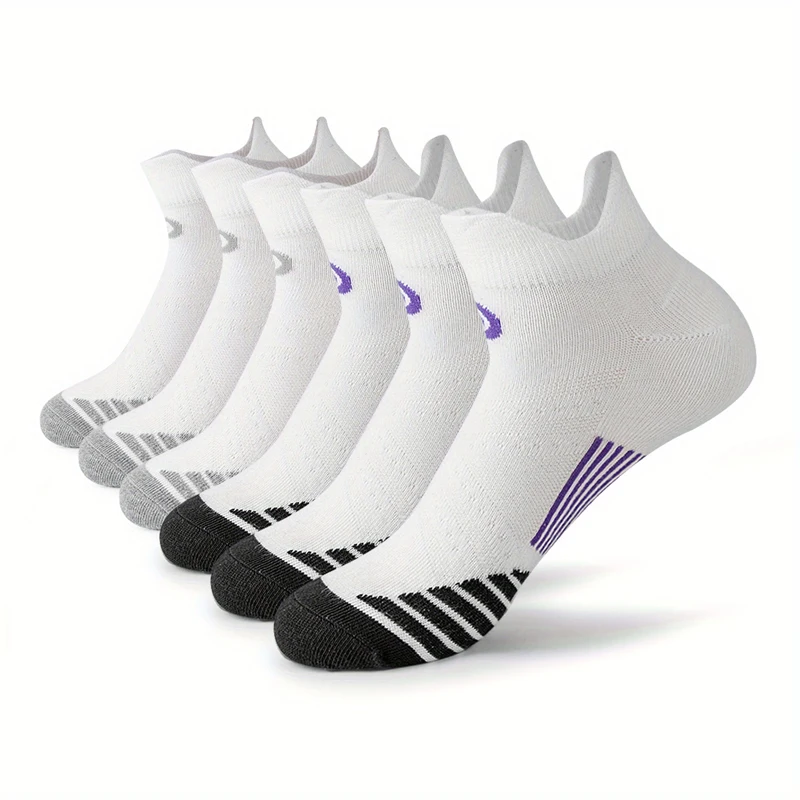 

6 Pairs Unisex Breathable Moisture-Wicking Running Socks Lightweight Low Cut, Multi-Color All-Season Indoor Outdoor Sports