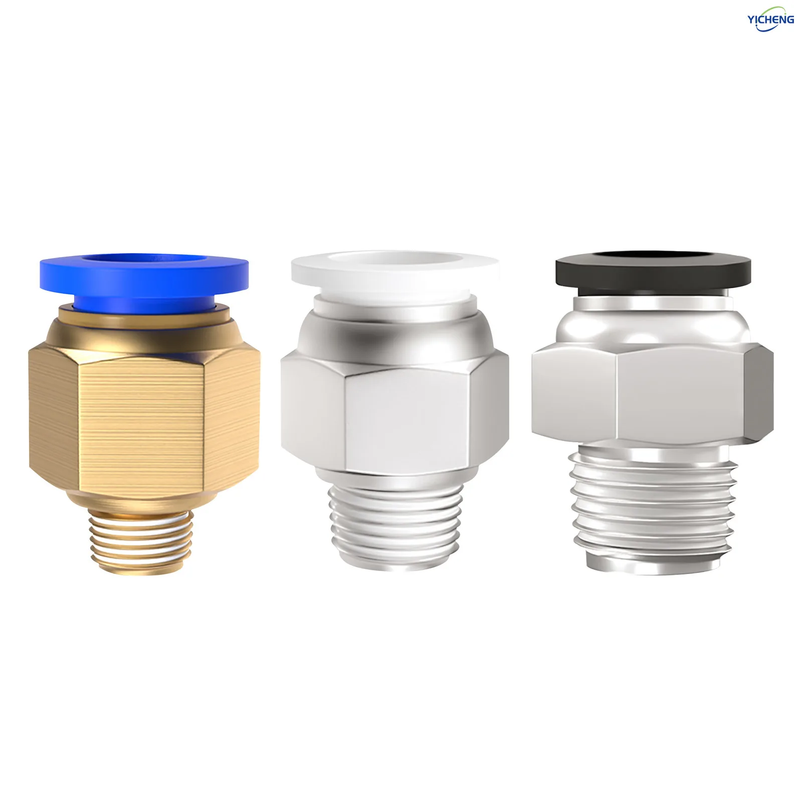 

YICHENG Pipe Fittings Male Straight 14mm Tube OD Thread specification 1/4"3/8"1/2 Thread Push to Connect Fitting (Pack of 10)