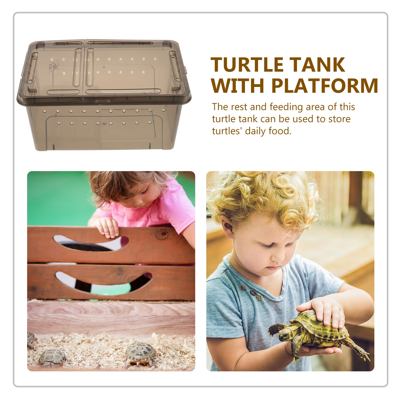 

1Pcs Black Clear Turtle Tank with Platform Mini Turtle Living Aquarium Practical Turtle Breeding Container