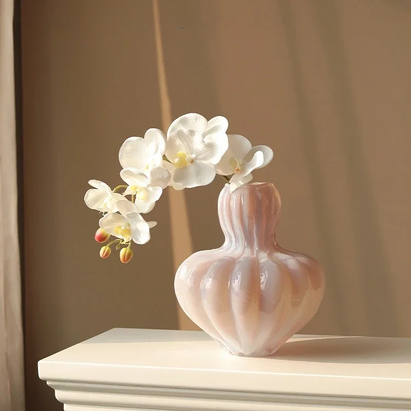 New glass vase creative  flower ornament living room flower arrangement emotional stability retro niche hydroponic flowers