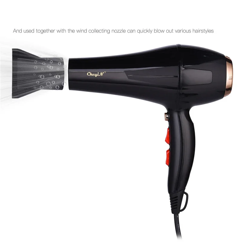 Sèche-cheveux professionnel à anions lumineux bleu 2200 W - 2 vitesses, 3 réglages de chaleur - Sèche-cheveux coiffant en salon