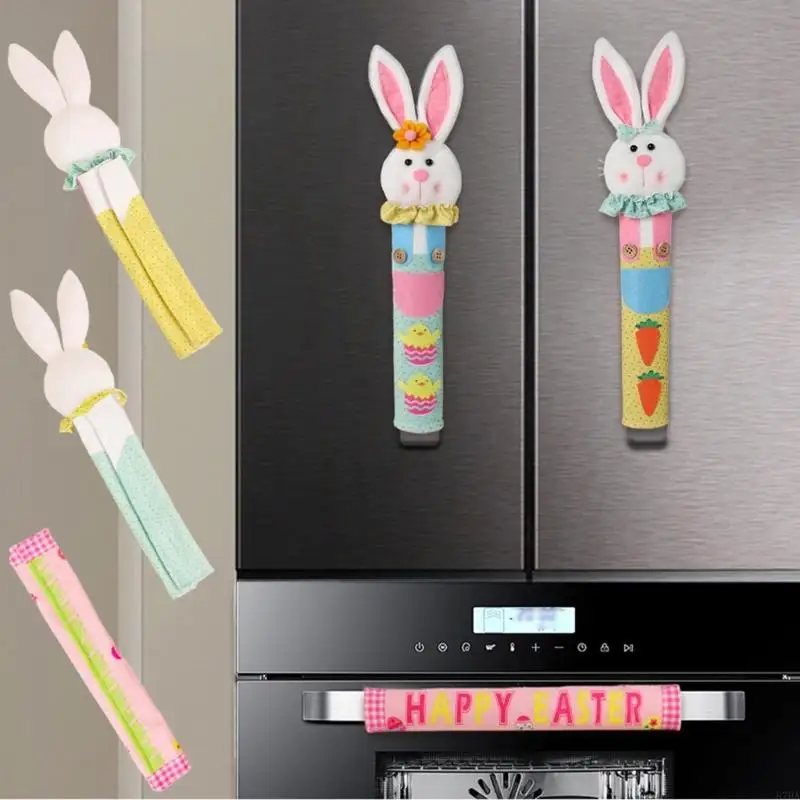 

Easter Rabbit Refrigerator Handle Cover Decorative Home Accessory Soft Polyester Easy Installation for Kitchen Fun 87HA
