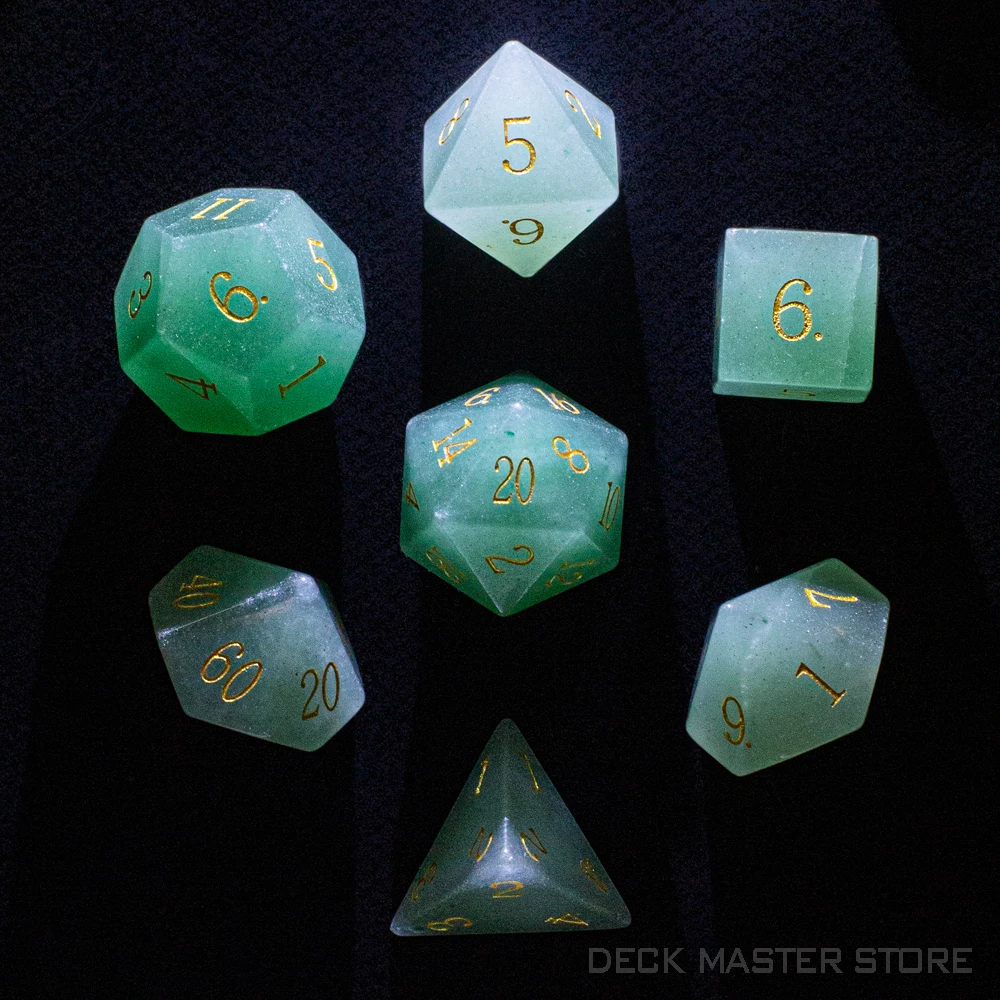 Aventurine Dice Polyhedral Gemstone Various Shapes Digital D20 DnD Dice for D&D TRPG Tabletop Games Board Games Dice