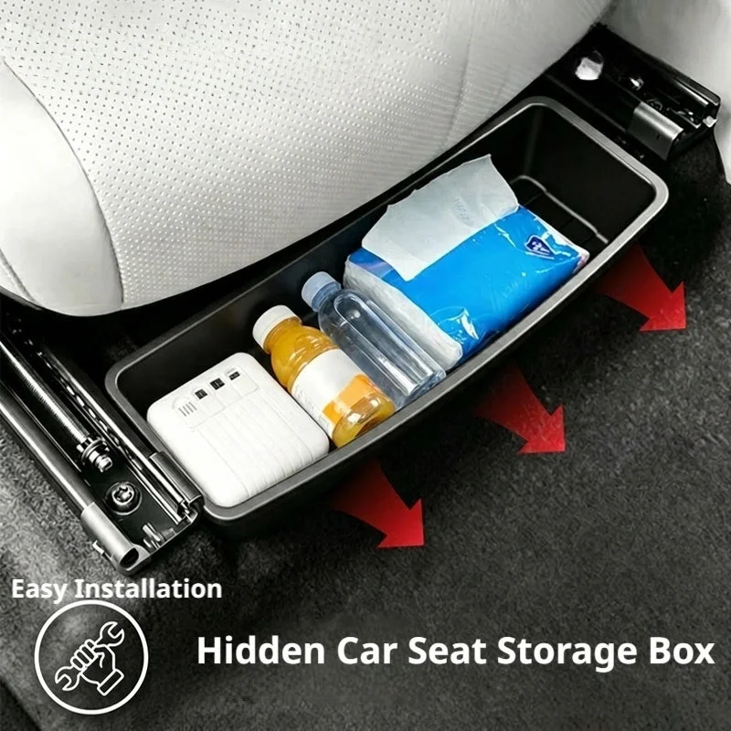 Boîte de rangement sous le siège, boîte de rangement universelle pour le bas du siège de voiture, boîte de rangement amovible, étui pour gadgets, accessoires universels