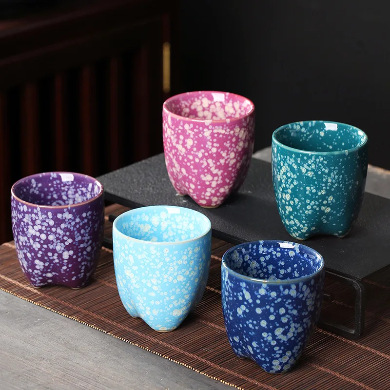 Japanese Style Kiln Change Ceramic Tea Cup Drinkware for Household Office Kung Fu Cups Coffee Mug Wine Drinkware Accessories