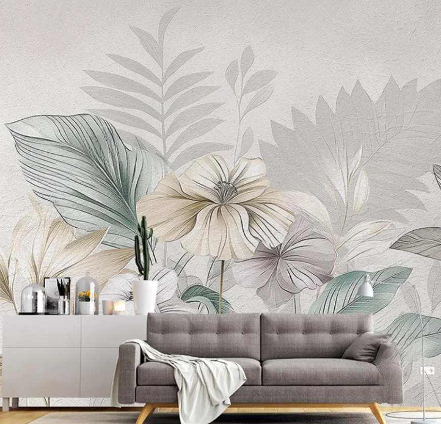 

Фрески на заказ, обои в винтажном стиле, обои с цветочным листом, детская комната, фон, настенные фрески, 3d обои