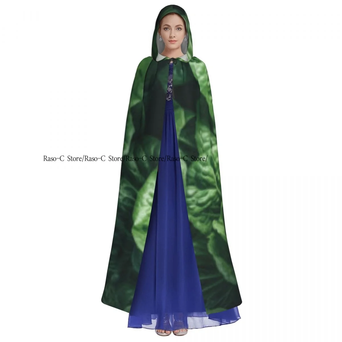 Cabbage Background Hooded Cloak Polyester Unisex Witch Cape Costume Accessory