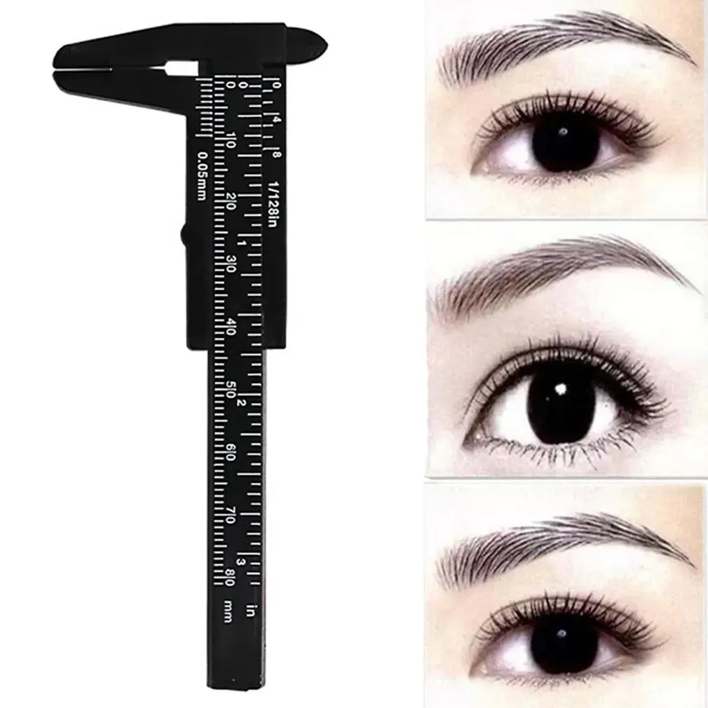 Portable Double Scale 80MM Plastic Eyebrow Measuring Vernier Caliper Ruler Plastic Permanent Makeup Measurement Tools Student