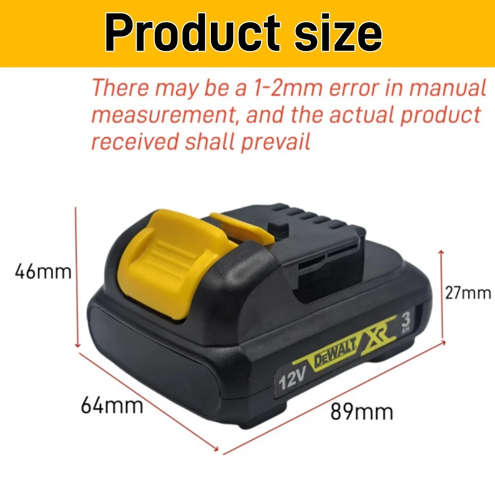 100% New 12V Lithium-ion Battery Replacement for Dewalt DCB120 3.0Ah Power Tools Compatible with DCB123 DCB125 DCD710 New 100%