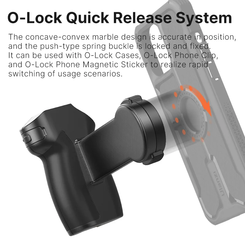 Ulanzi O-LOCK Bluetooth Selfie Handle for iPhone 16 15 14 13 12 Series Android Smartphone Quick Release System