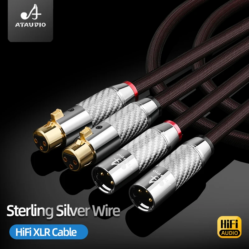 ATAUDIO 1 ペア純銀 HiFi XLR ケーブル高品質 2XLR オス - メス