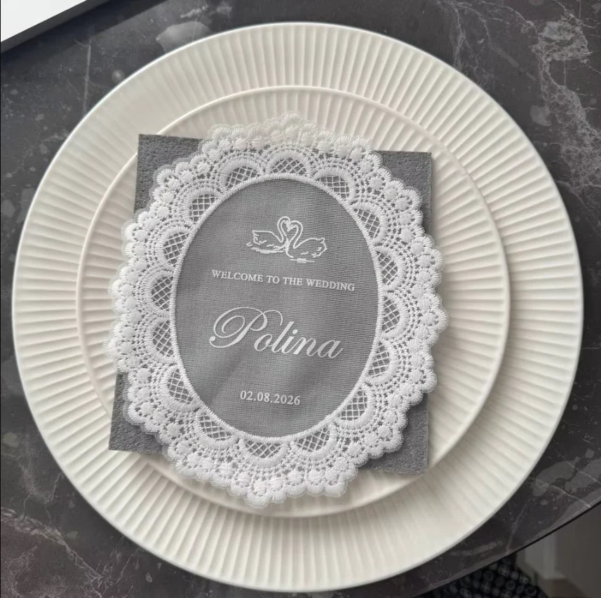 Maßgefertigte Ovale Spitzen-Einladungskarte Personalisierte Vintage-Hochzeitseinladungen Elegante Party-Dinner-Einladung Hochzeitstisch-Dekoration – Detail 4