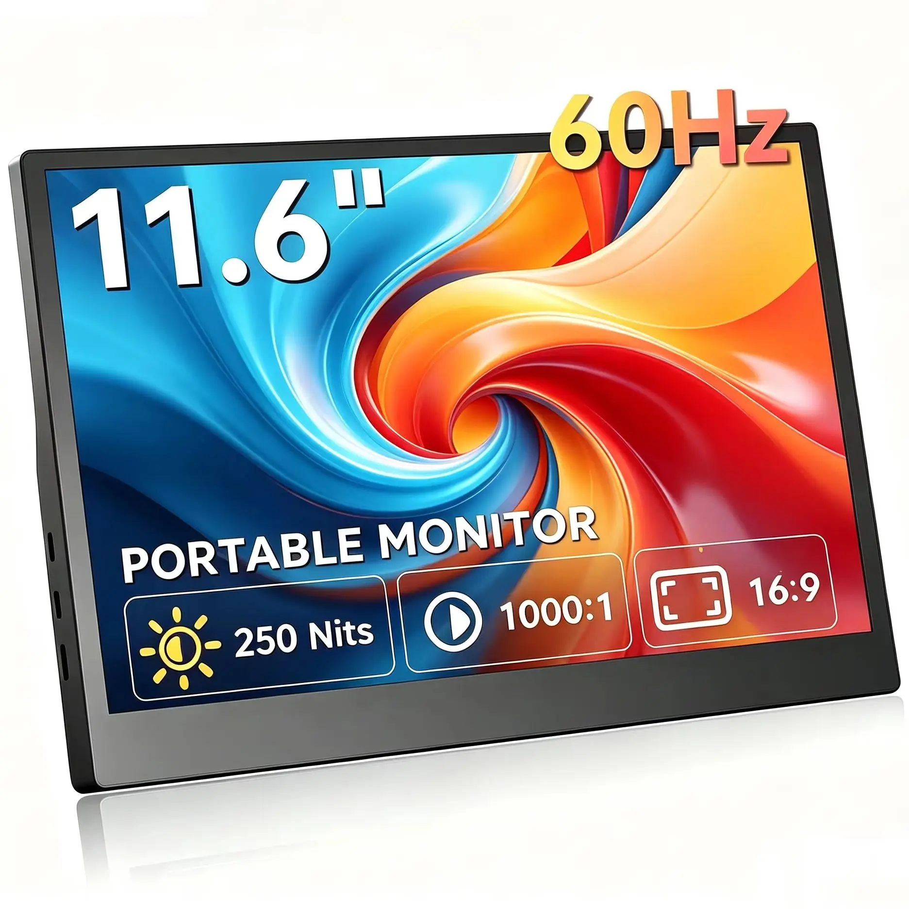 11.6 Inch 1366*768P HD Portable Monitor 72%sRGB  IPS VESA With Type-C Mini HDMI For Laptop Phone TV XBox Mac Dack PS4/5 Switch