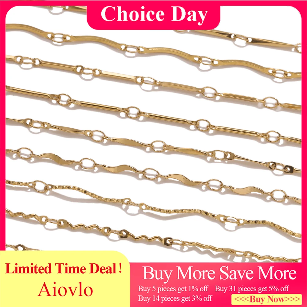 

2M 18K Gold Thin Link Chains Wave Bar Curb Stainless Steel Chain DIY Jewelry Making Necklace Bracelet Craft Chain Wholesale