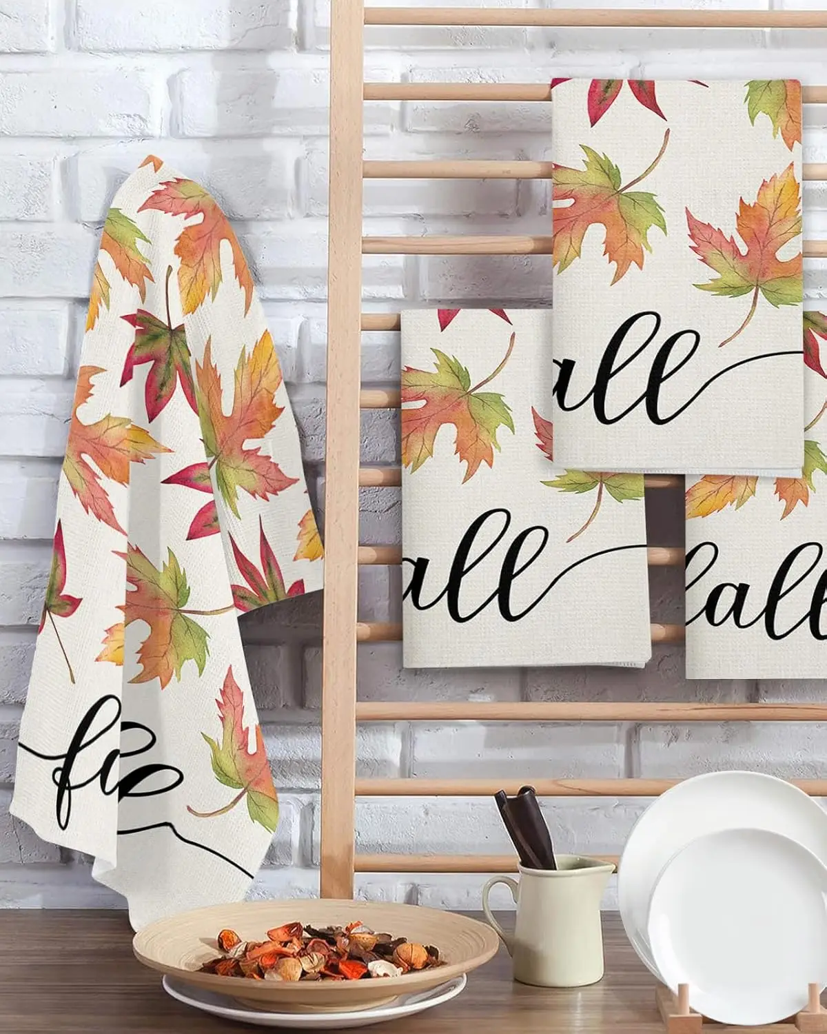 

Осенние кухонные полотенца на День Благодарения, осенние кленовые листовые впитывающие салфетки для мытья, полотенца для рук, чистящие средства, аксессуары для кухни