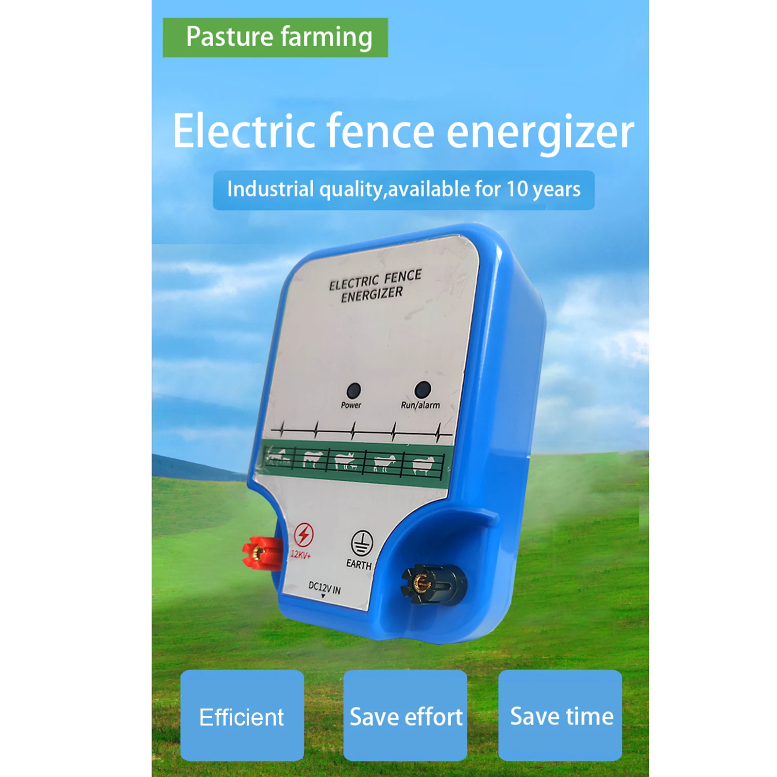 Output 12KV Electric Fence Energizer for Containing Livestock Preventing Wild Animals Intruding Pulse Electronic Fence Host