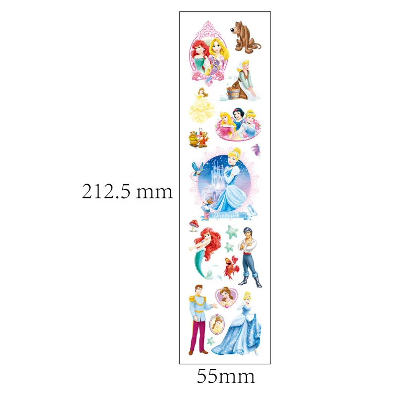 1Pcs New Disney Princess Tattoo Sticker Cartoon Snow White Belle Figure Sticker Toy for Girls Children Birthday Party Gift