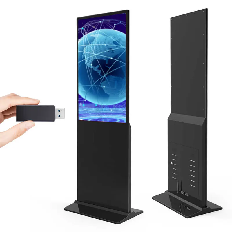 VETO 32 43 49 55 Inch Indoor Floor Standing Digital Signage Android Vertical Totem Kiosk Media Player LCD Ad Screen on Stand