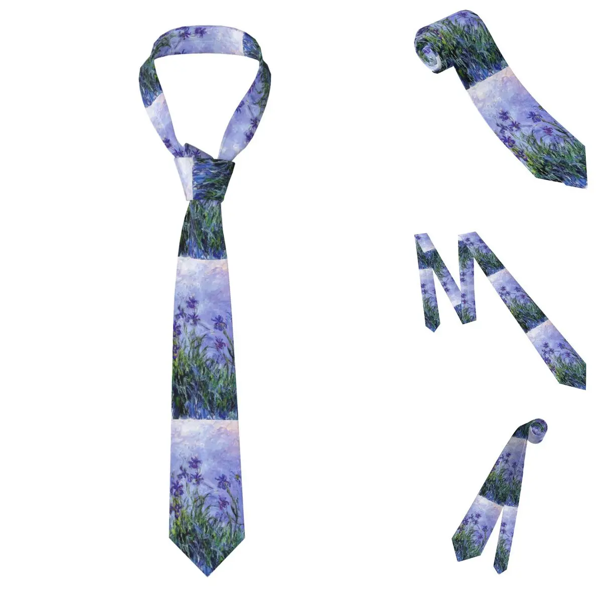 Claude Monet Lilac Irises 191 Necktie for Men Silk Polyester 8 cm Neck Ties Party Suits Tie Classic Gravatas