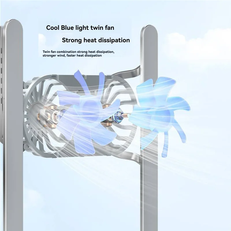 AEE7-Foldable Laptop Stand With Cooling Fan, Cooler Pad For Tablet - Enhanced Cooling Support And Portable Design