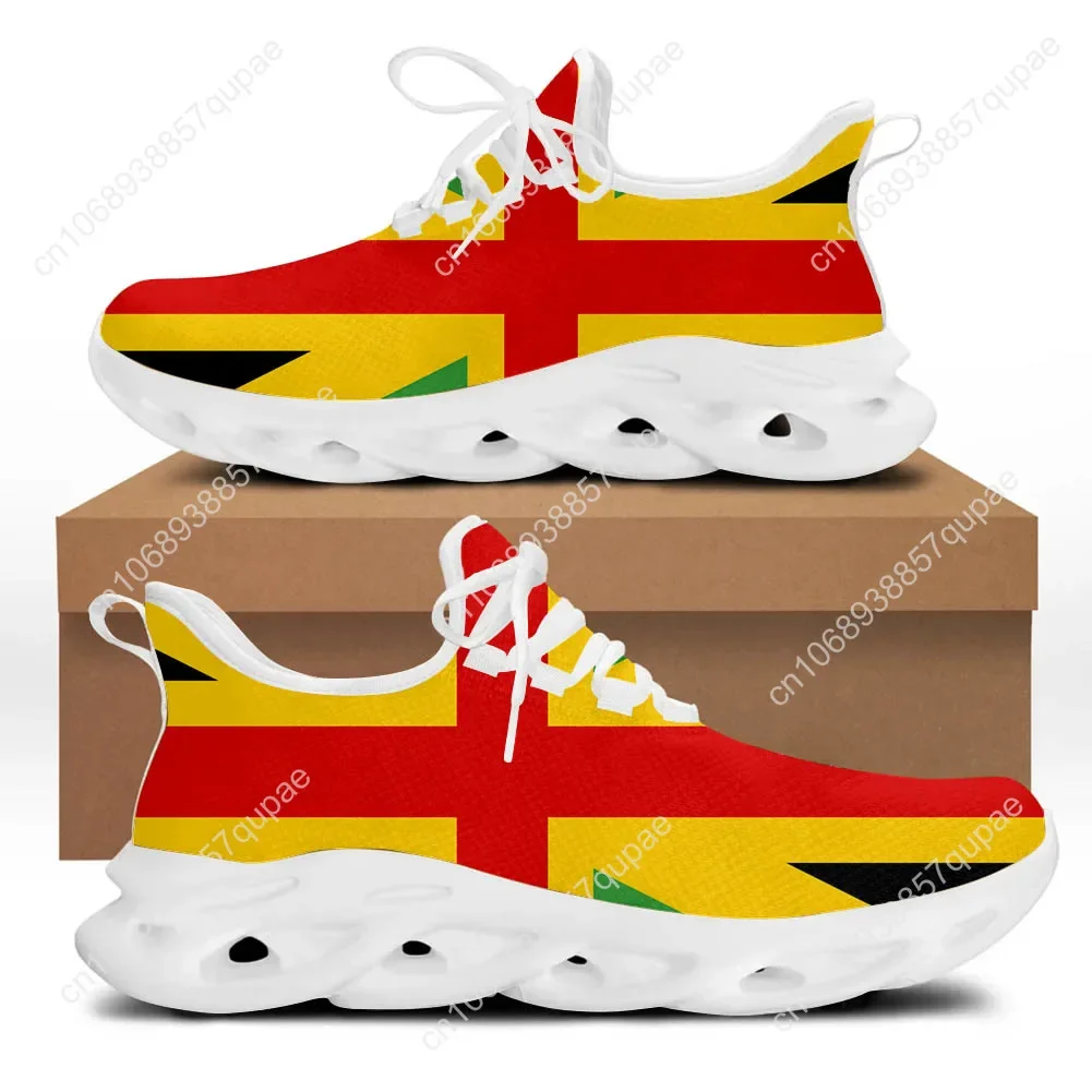 Jamaica Flag Printed Ladies Platform Flats Sneakers Shoes Womens Sports Shoes Fashion High Quality DIY Sneaker Custom Made Shoe 6