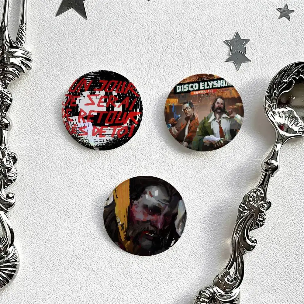 1 PC D-Disco Elysium Hot Game  Anime Figure Pin for Boys Girls Character Brooches Creative Bag Badge Fashion Jewelry Accessories