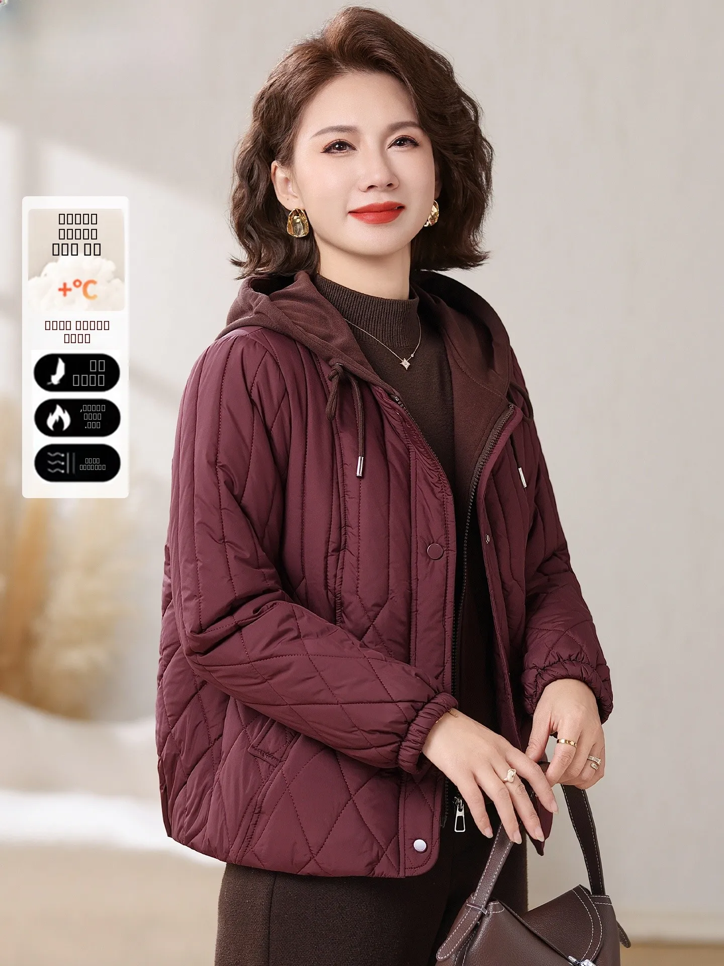 

Sli ort down Jaet for Women over 50 Winter Warm Cotton Coat Faionable Outerwear for Middle-Aged And ly Ladies