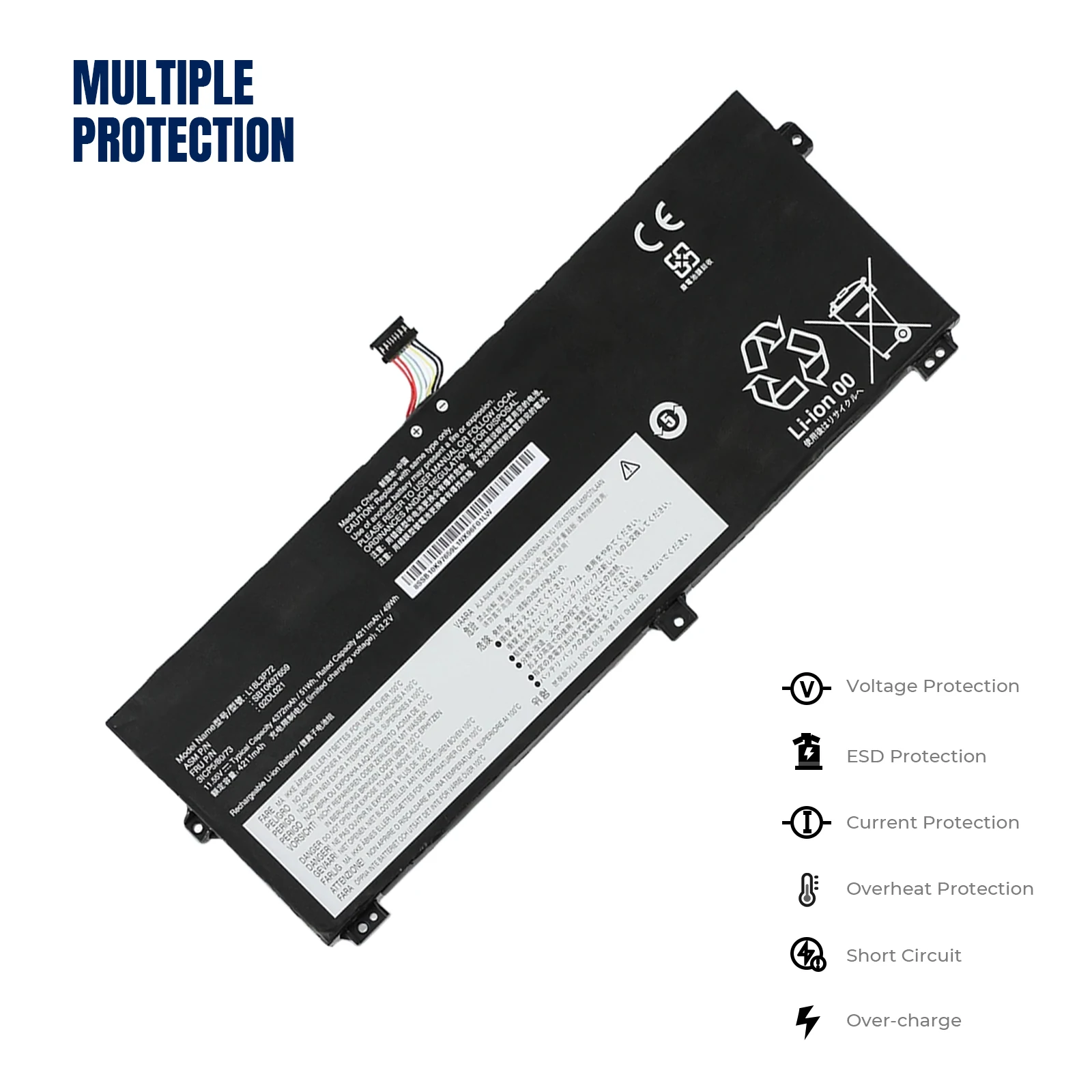 YOOFAN batería para ordenador portátil, pila para Lenovo ThinkPad X13 Yoga 1st Gen ThinkPad X390 Yoga Series L18S3P72 L19M3P71