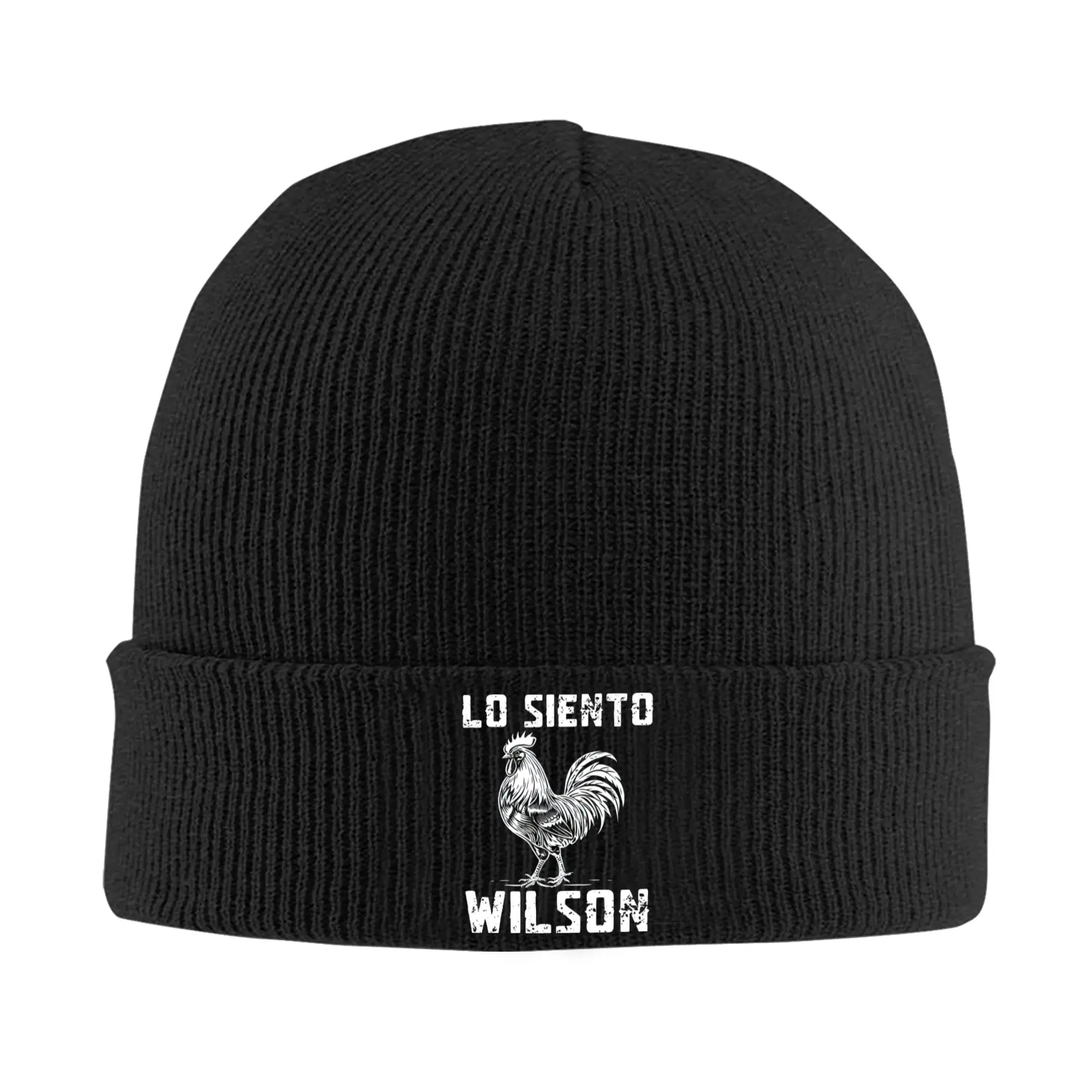 Wilson-Lo-Siento Chicken Meme Knitted Hat Beanies Winter Hats Warm Acrylic Hip Hop Funny Rooster  Humor Caps Men Women Gifts