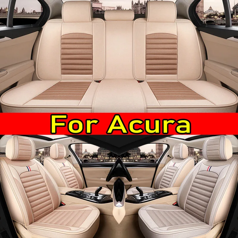 لغطاء مقعد السيارة أكورا من الكتان، غطاء كامل للسيارة بأكملها، غطاء مقعد مكون من 5 مقاعد قابل للتنفس وغير قابل للانزلاق للفصول الأربعة