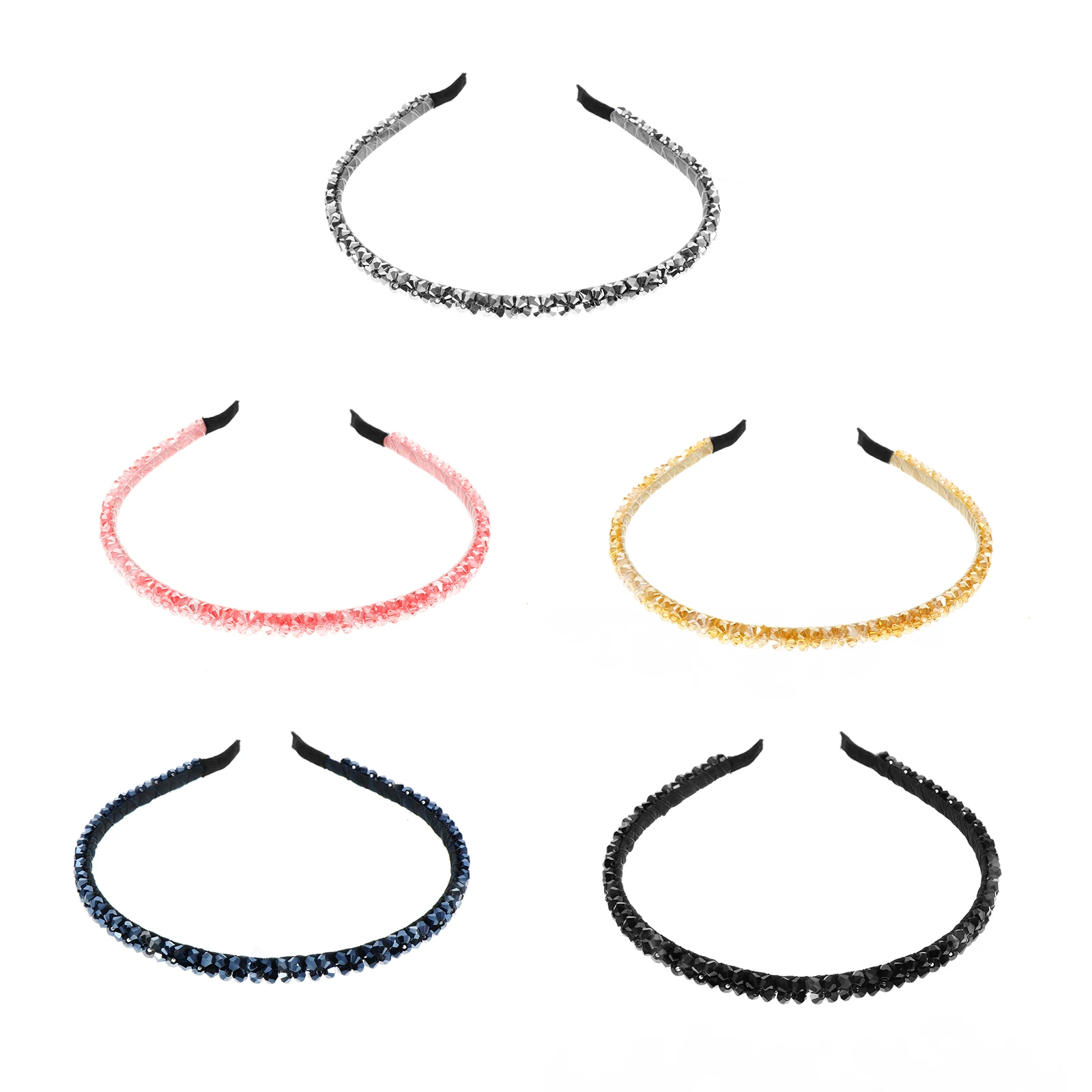 

5pcs Crystal Headb Double Row Women Hairb Sponge Headdress Diamond Accessories Party Wedding Prom Beach Anniversary Gifts Hair