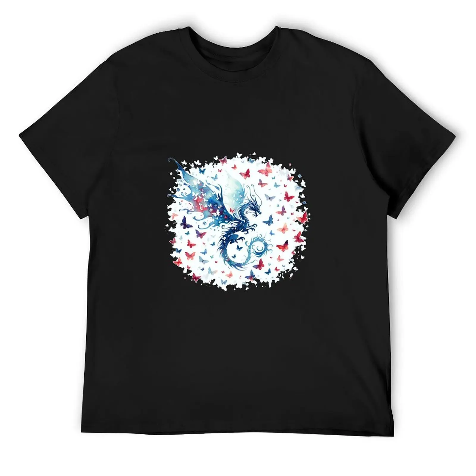 

Dragon with butterflies T-Shirt basketball graphic tees vintage anime shirt oversized graphic tee shirts graphic tee men