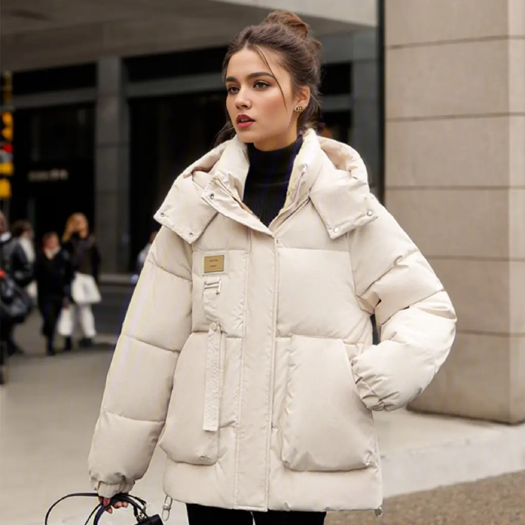 

Women's Gray Green down Cotton-Padded Jacket Oversize Bread Coat Winter Thick Tooling New Style Casual Outerwear