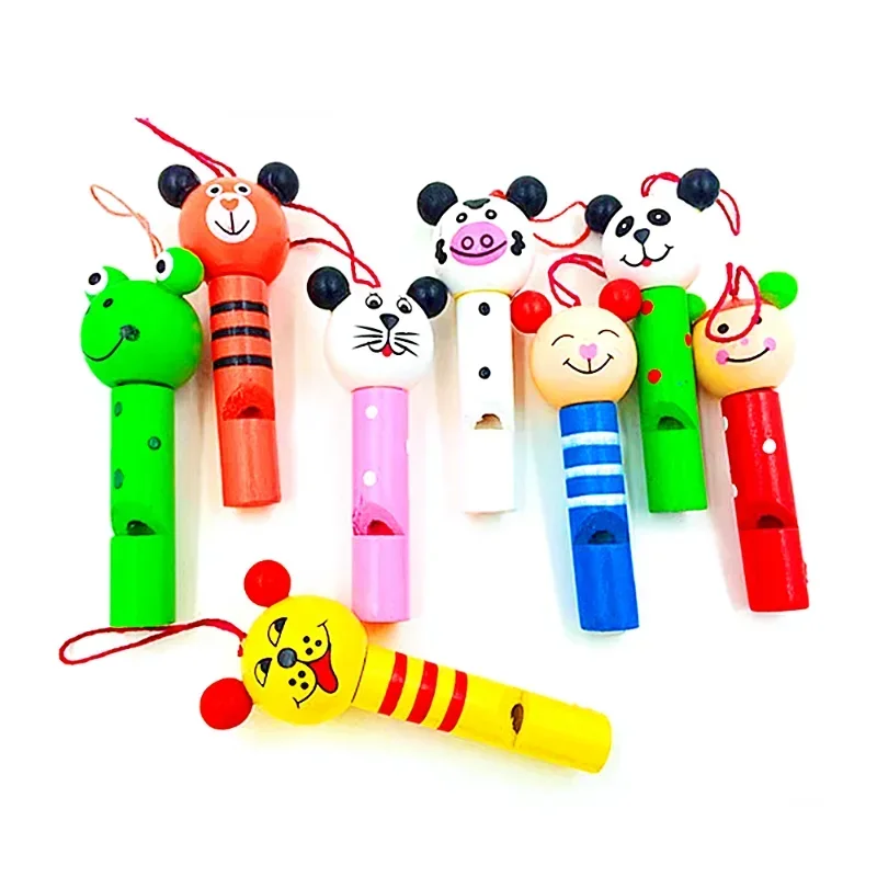 1PC Wooden Mini Cute Animal Whistle Toys Kids Birthday Party Baby Shower Gift Pinata Filler Boys Girls Party Goodie Bag Toys