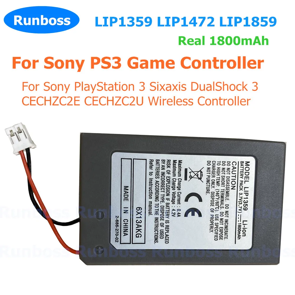 Аккумулятор для контроллера PS3 Sony PlayStation 3 Sixaxis DualShock 3 CECHZC2E CECHZC2U, беспроводной контроллер LIP1359 LIP1472 LIP1859