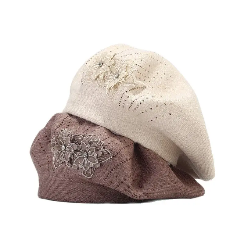 Autumn and Winter Floral Cotton Buckle Beret Painter Hat Octagonal Hat Women and Girl 14