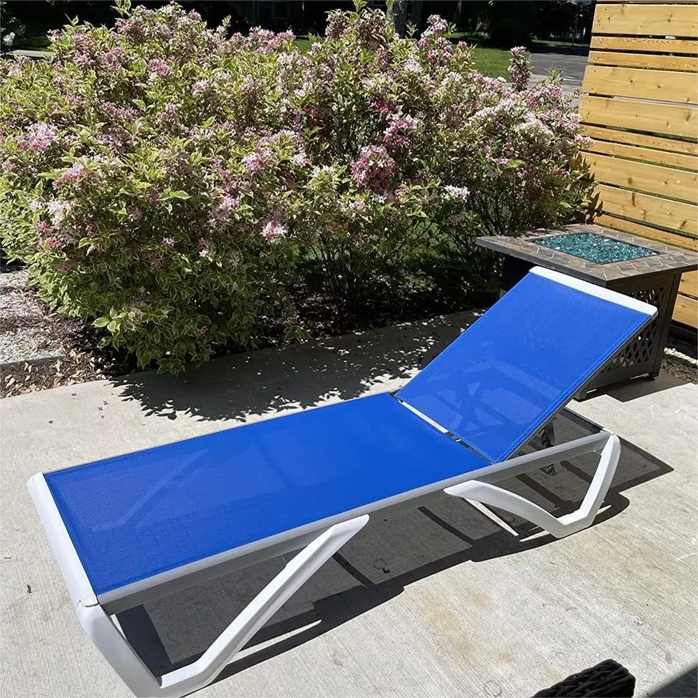 

Domi , Adjustable Patio Lounge, Plastic Pool Lounge Chair or Deck Lawn Backyard (1 Blue Chair W/O Table)