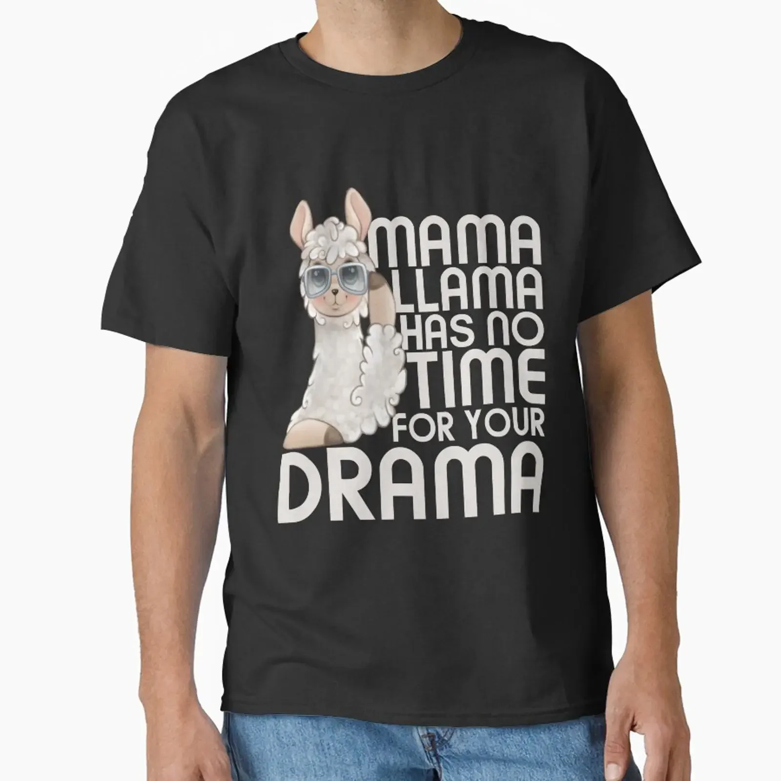 Mama Llama Has No Time For Your Drama Classic T Shirt vintage Washed Slightly Versatile homme Top For Everyday Wear Breathable